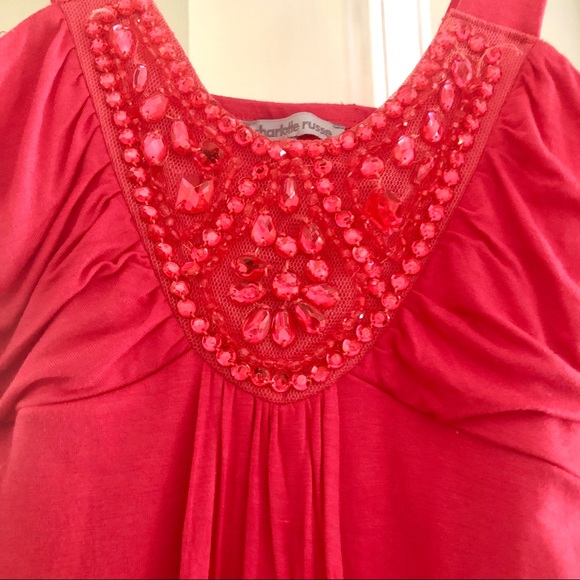 Charlotte Russe jeweled coral top - Picture 2 of 4